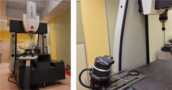左圖:座標量測儀(Leitz, PMM-C Ultra) / 右圖：自動追蹤雷射干涉儀(Etalon, LaserTRACER)